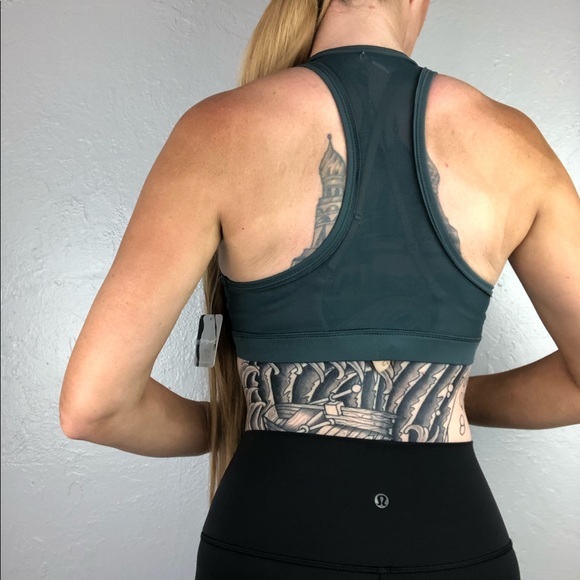 FREE PEOPLE Green NWT Sports Bra w/Mesh Detail XS - Picture 4 of 12